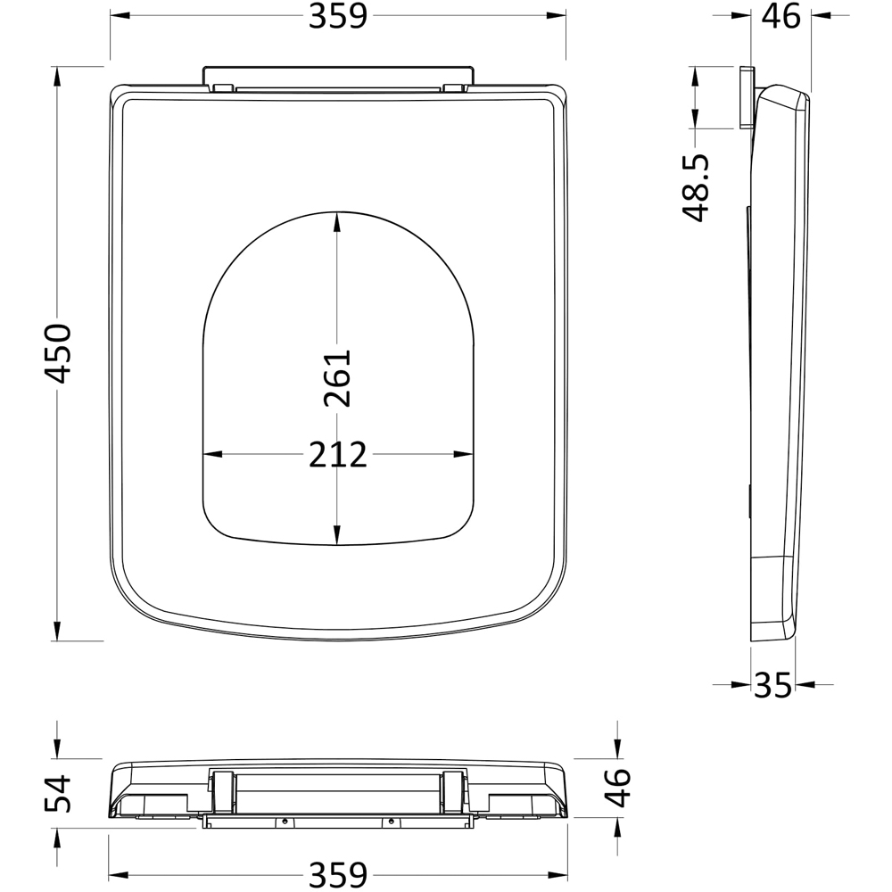 nuie White Square Top Fix and Soft Close Toilet Seat Image 2