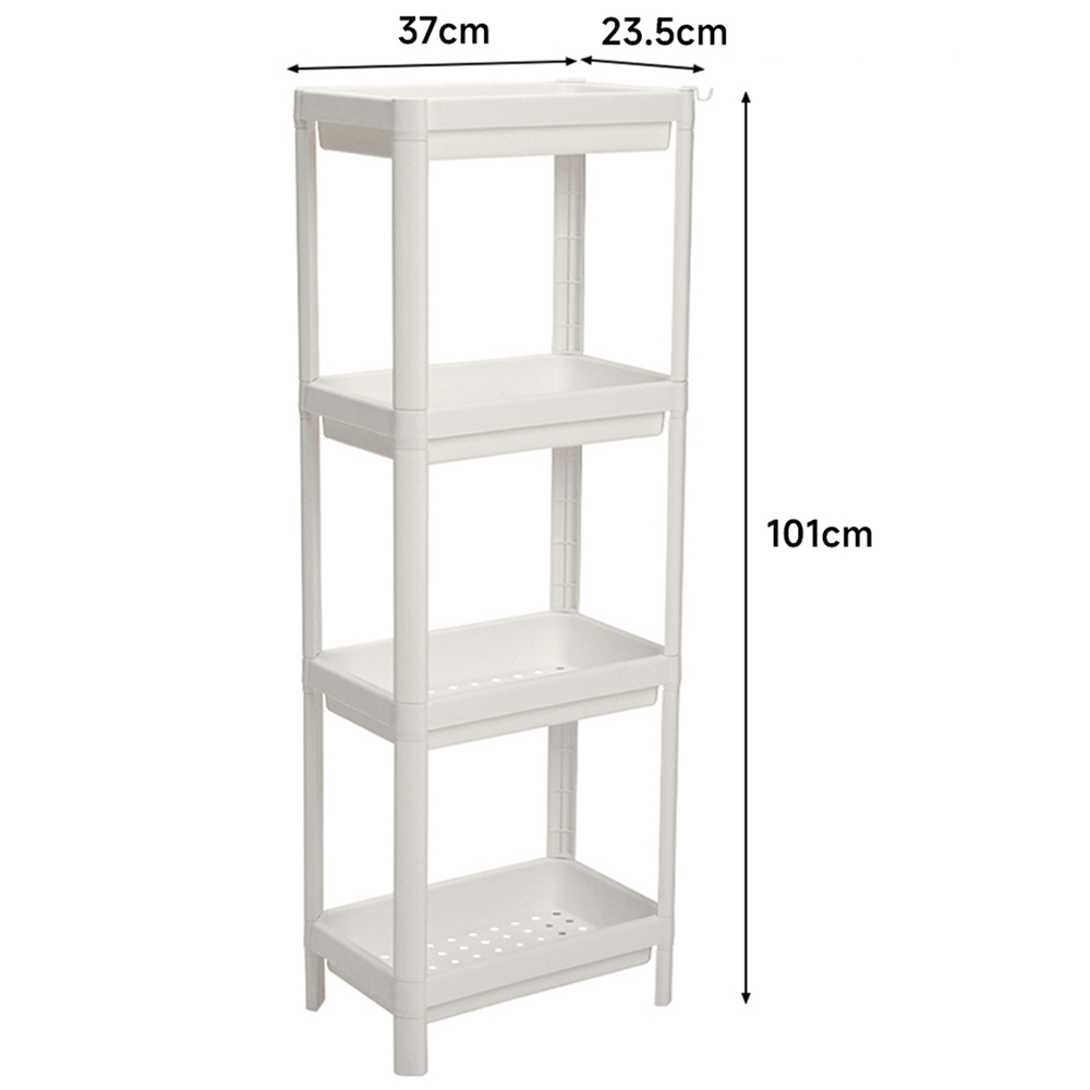 H&O Direct 4 Shelf White Plastic Storage Rack with Drainage Holes Image 6