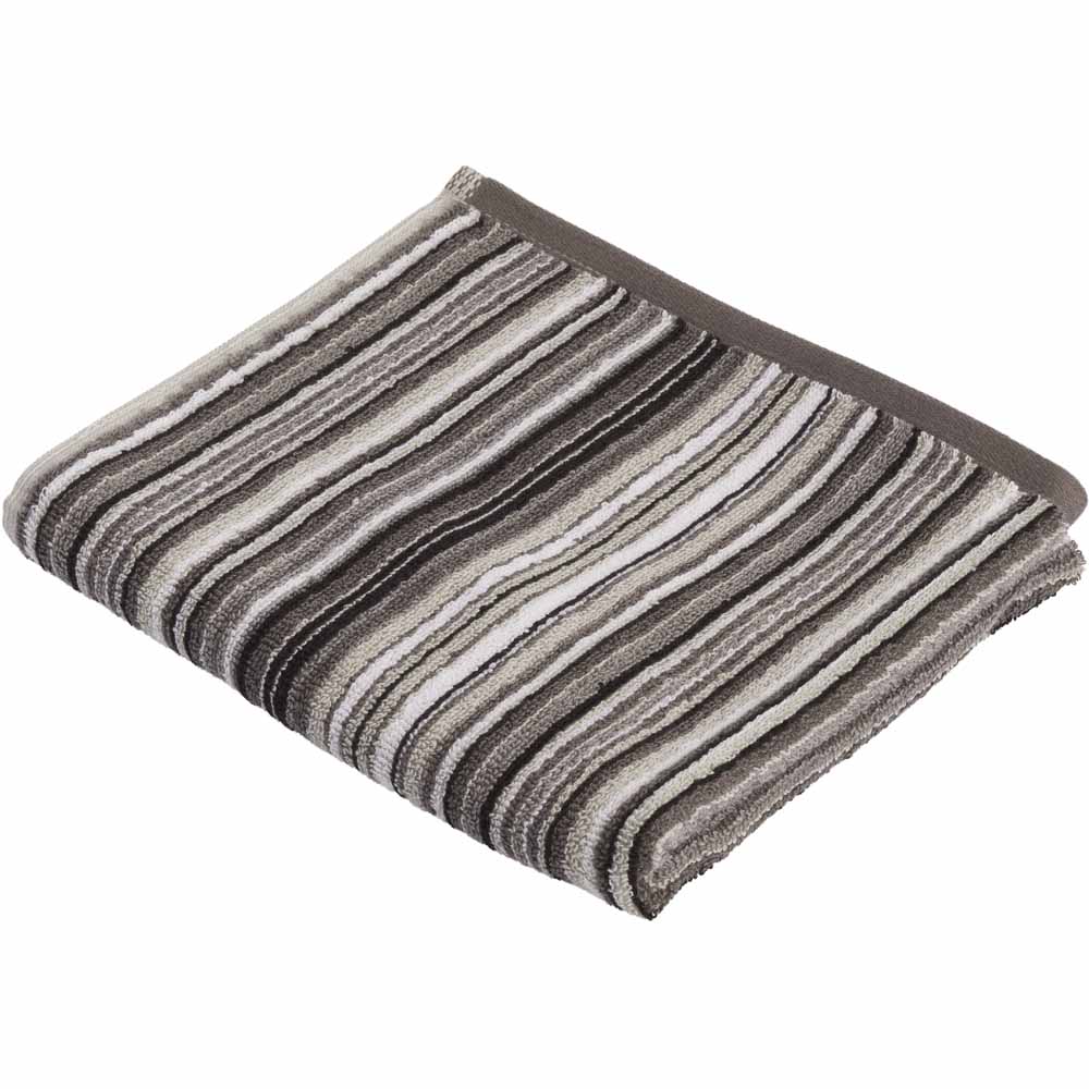Wilko Grey Stripe Hand Towel Image 1