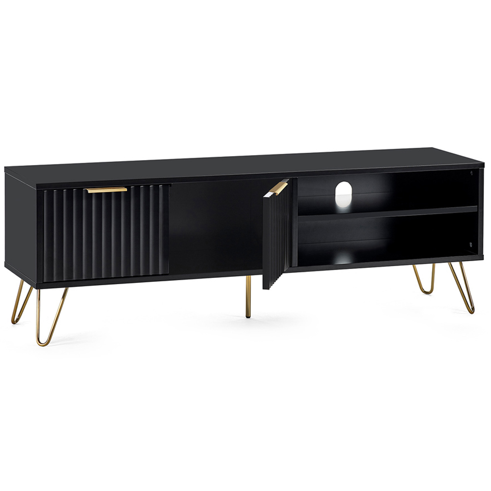 Julian Bowen Murano 2 Door 2 Shelf Matt Black TV Unit Image 4