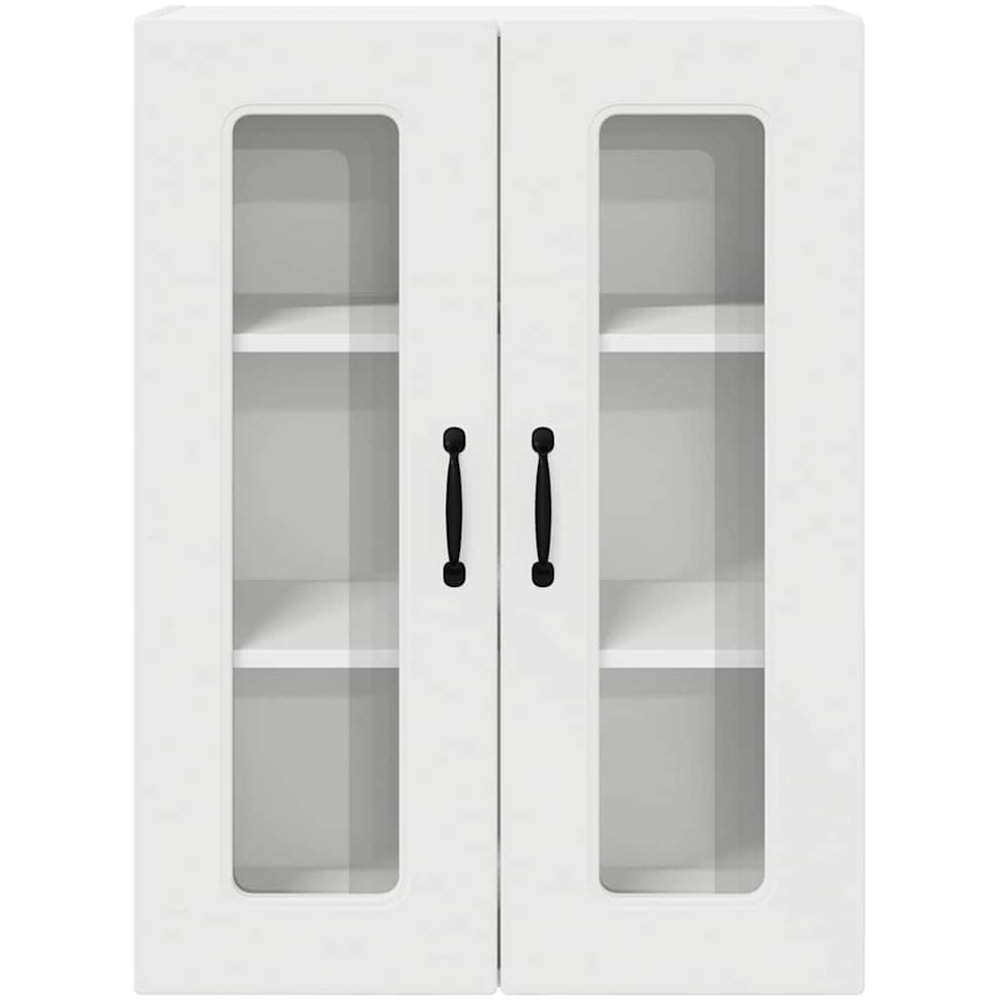 vidaXL 2 Glass Door White Kitchen Wall Cabinet Image 4