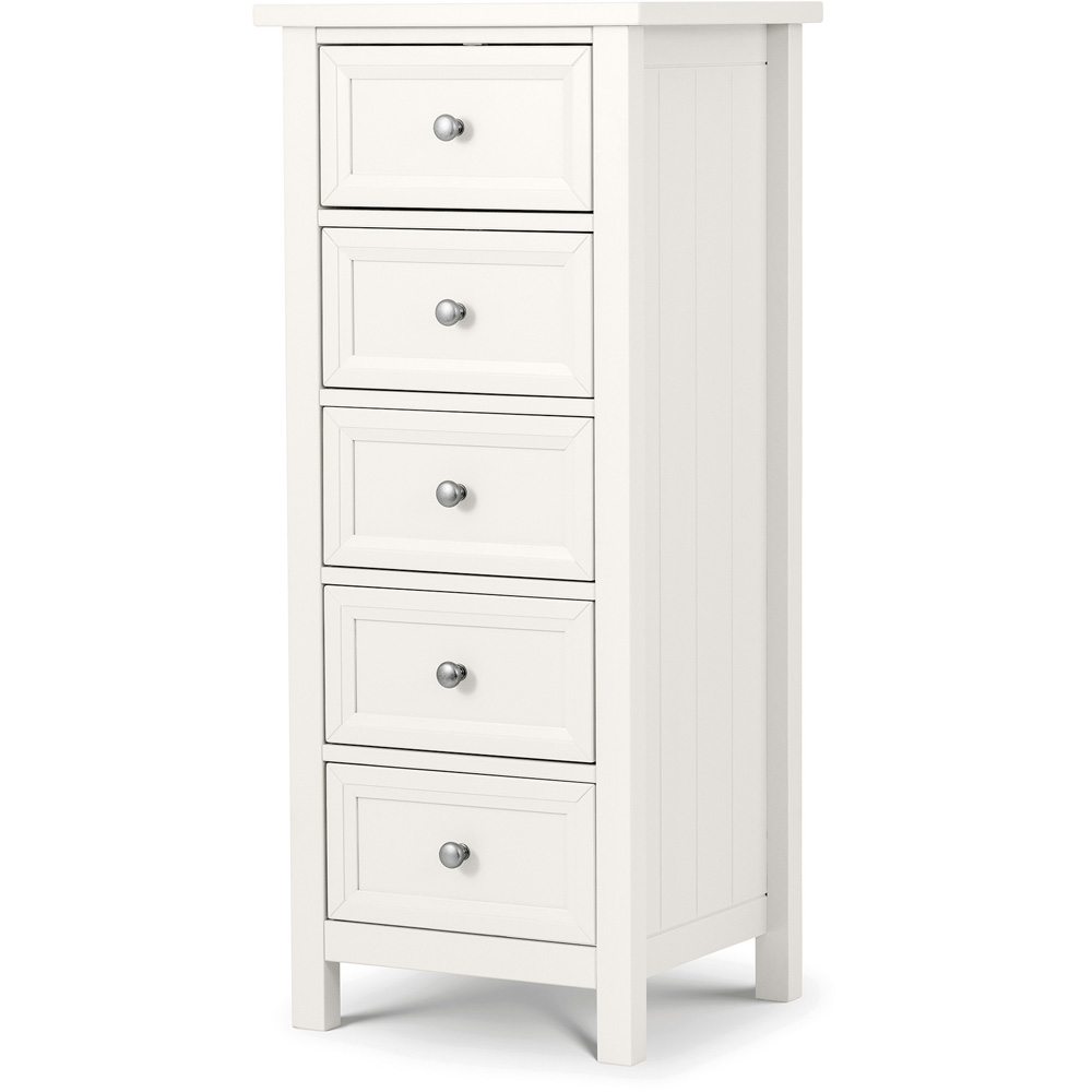 Julian Bowen Maine 5 Drawer Surf White Tall Chest of Drawers Image 2