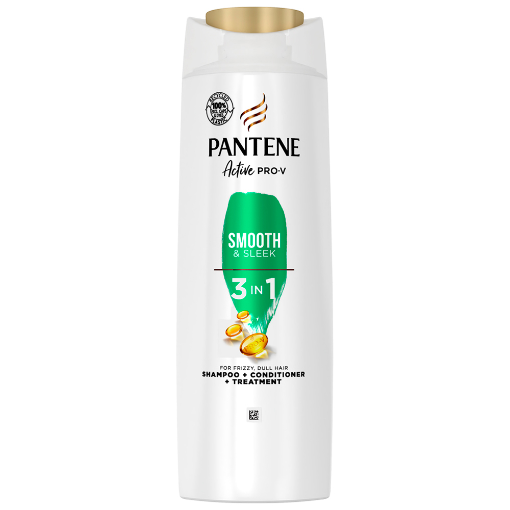 Pantene ProV 3 in 1 Smooth and Sleek Shampoo 400ml Image 1