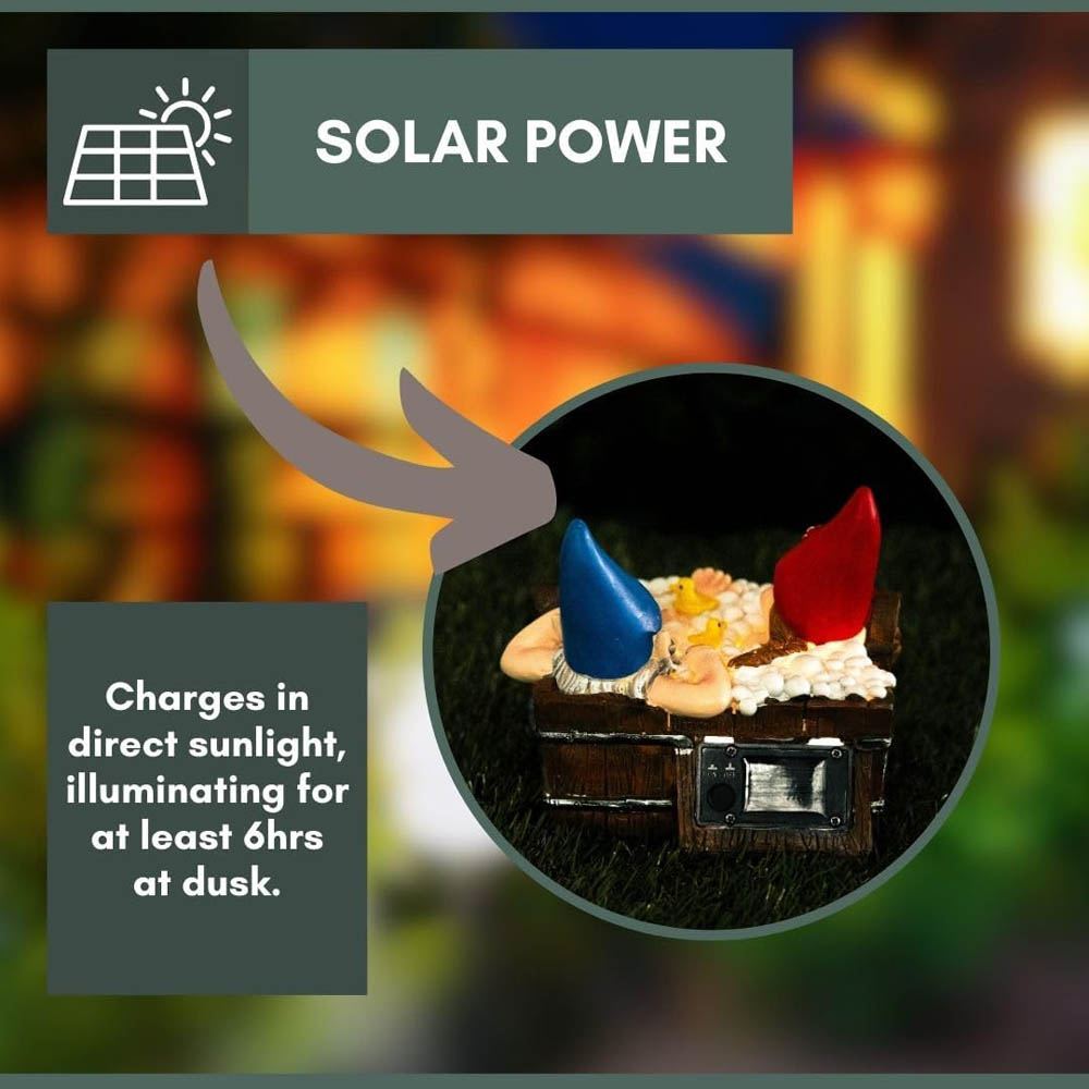 Marco Paul Light Up Solar Gnome Hot Tub Garden Ornament Image 8