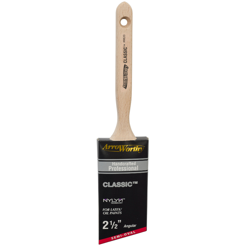ArroWorthy Classic 2.5 inch Semi Oval Angled Long Handle Paint Brush Image 1