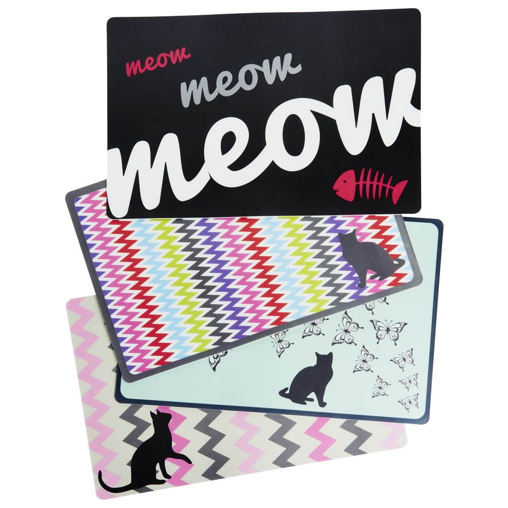 Single Wilko Cat Placemat in Assorted styles Stop kitty making too much mess with our gorgeous cat placemat.This is an assorted line with a variety of designs available. Place an order and we'll choose one at random for your pet. Single Wilko Cat Placemat in Assorted styles