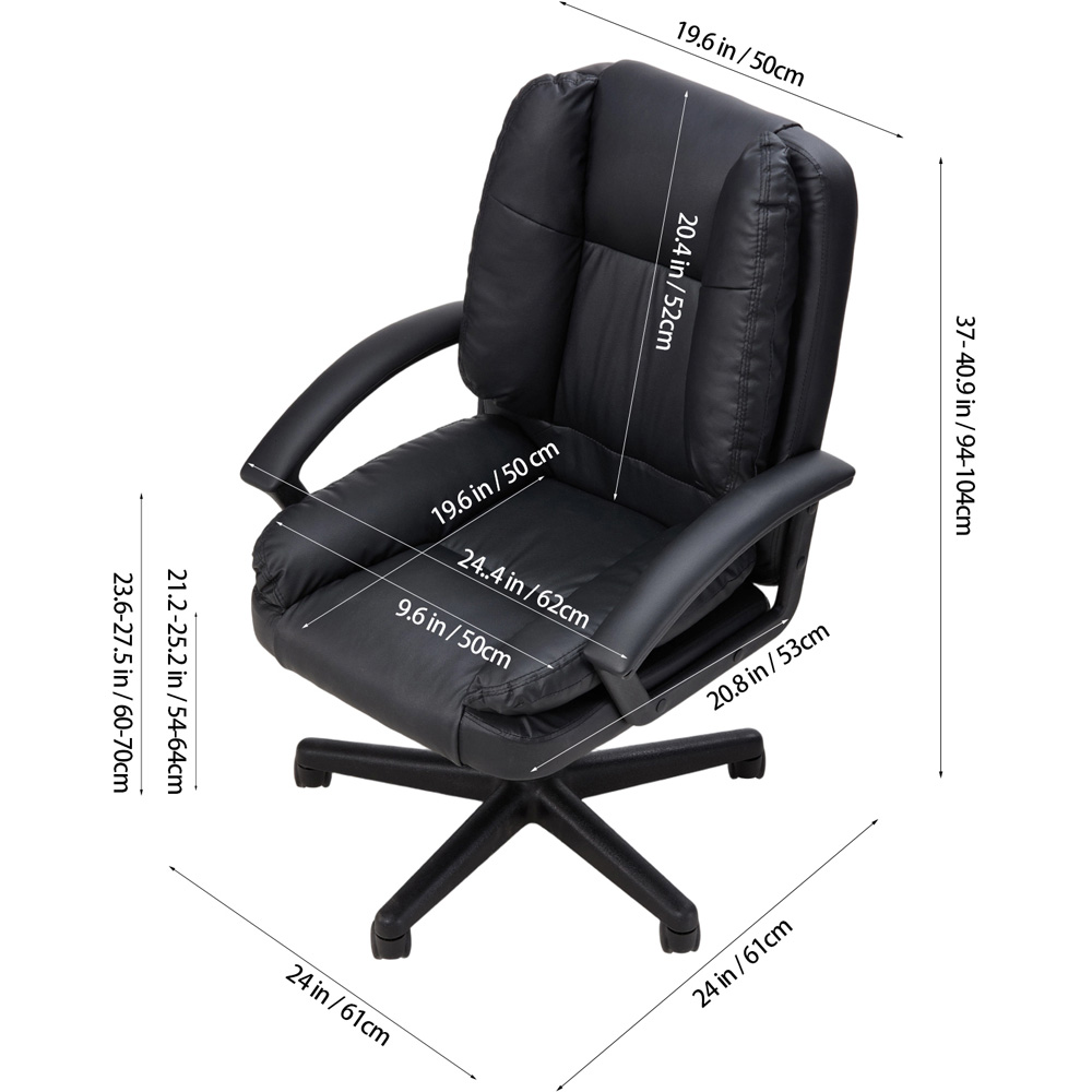 Living and Home Black PVC Swivel Office Chair Image 8