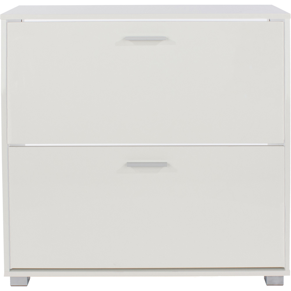 Lido 2 Door White High Gloss Shoe Cabinet Image 2