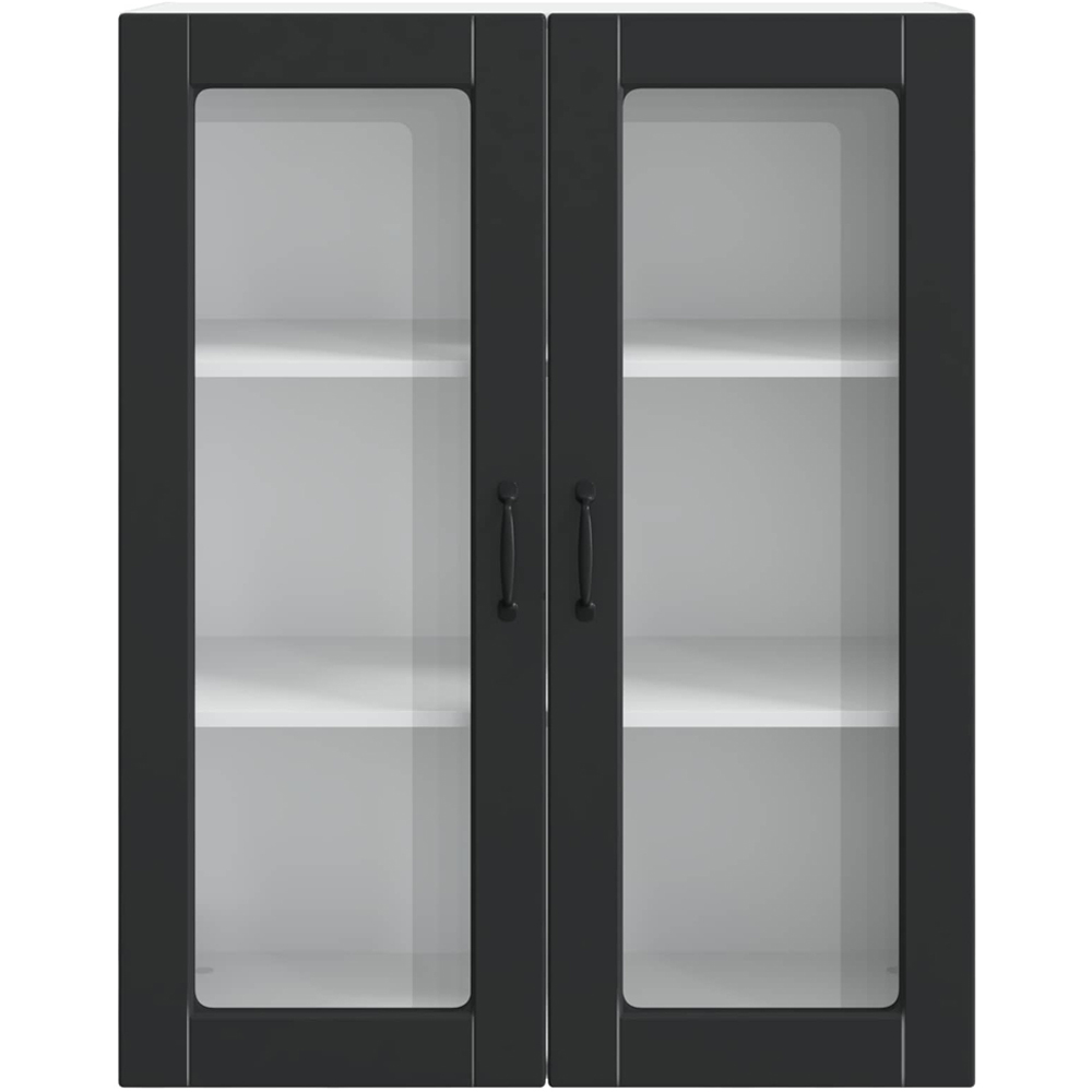 vidaXL 2 Glass Door Black Kitchen Wall Cabinet Image 4