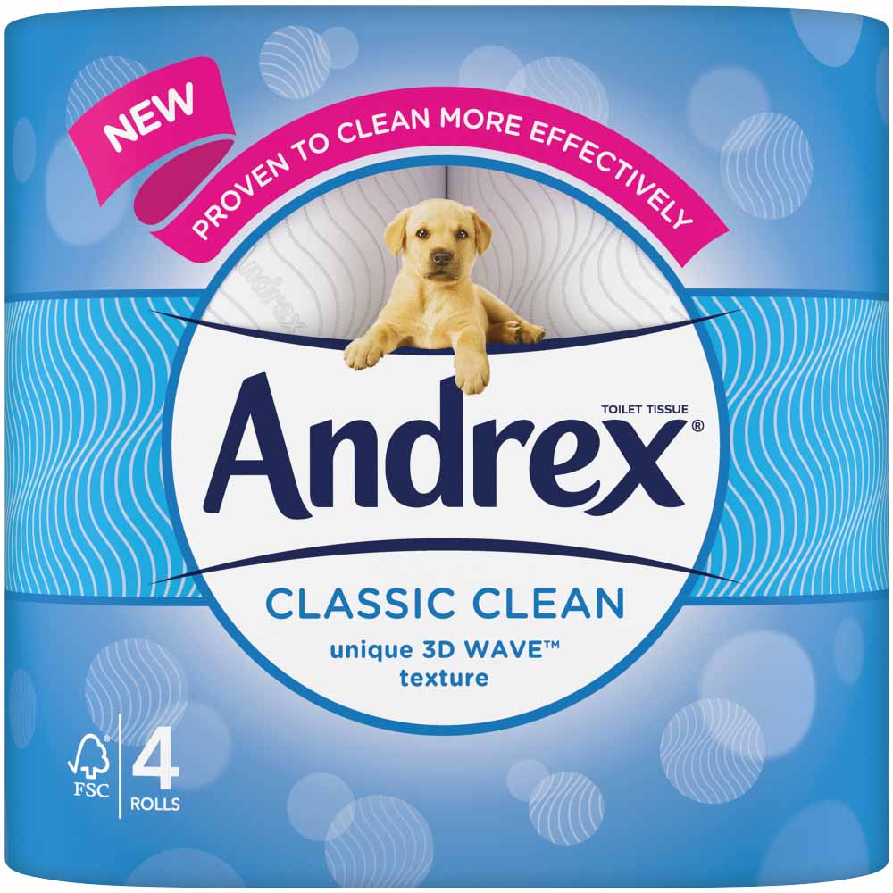Andrex Classic Clean Toilet Tissue 4 Rolls 2 Ply Image 2