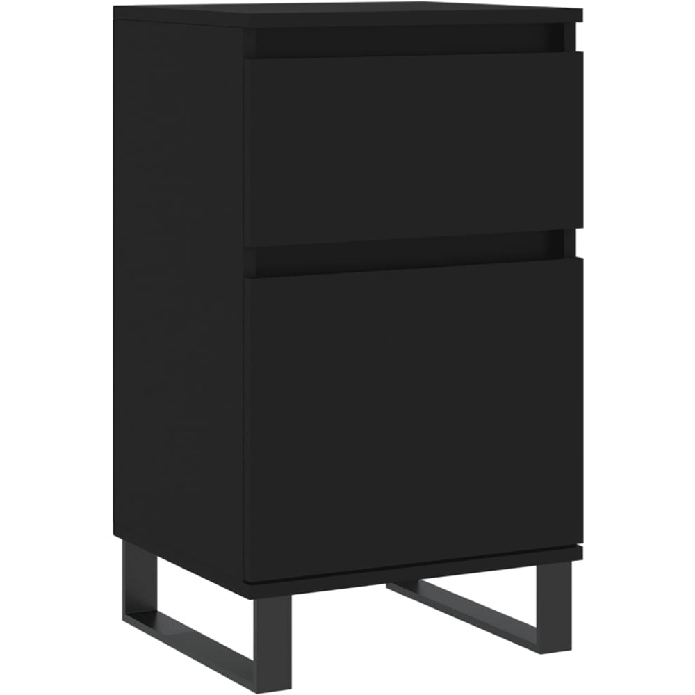 vidaXL Single Door Single Drawer Black Wooden Sideboard Set of 2 Image 2