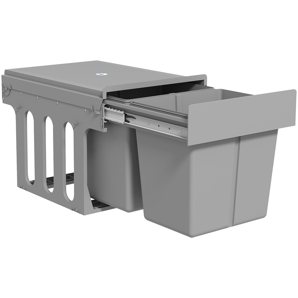 HOMCOM Light Grey Soft-Close Pull Out Double Under Sink Bin 30L Image 1