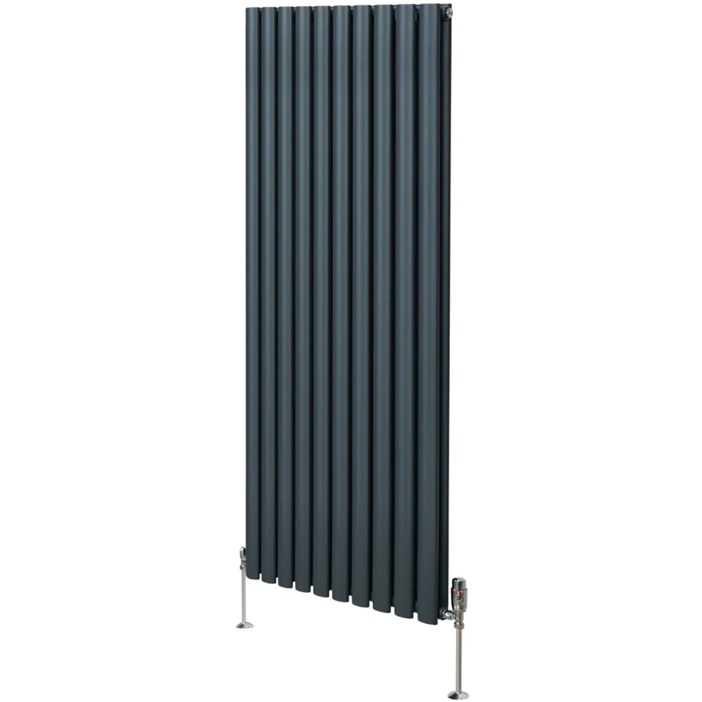 Monster Shop 6691BTU Anthracite Grey Oval Column Radiator and Valves 1600 x 600mm Image 3