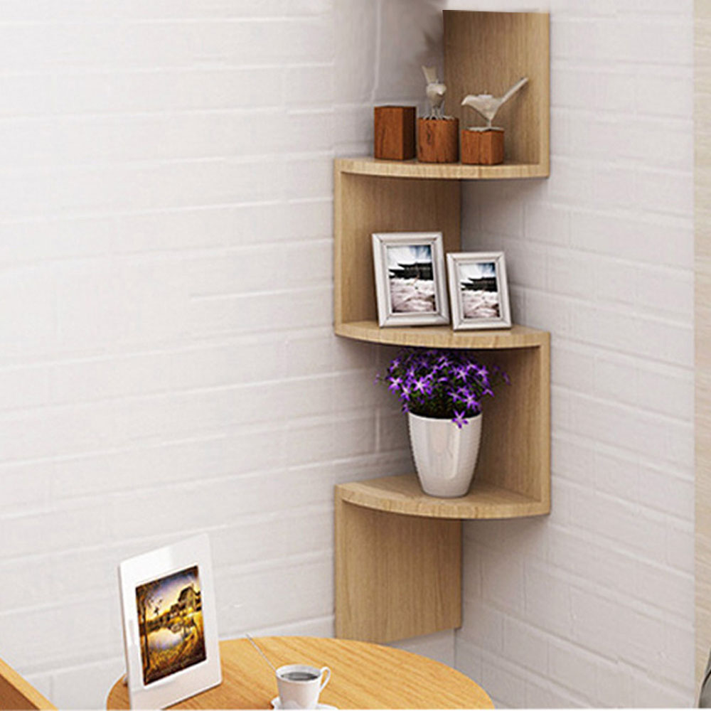 Living and Home Multi Tiered Natural Wall Corner Shelf 19.5 x 81cm Image 5
