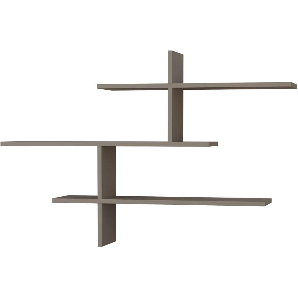 Decortie Leo 3 Shelf Mocha Grey Modern Floating Bookcase Image 2