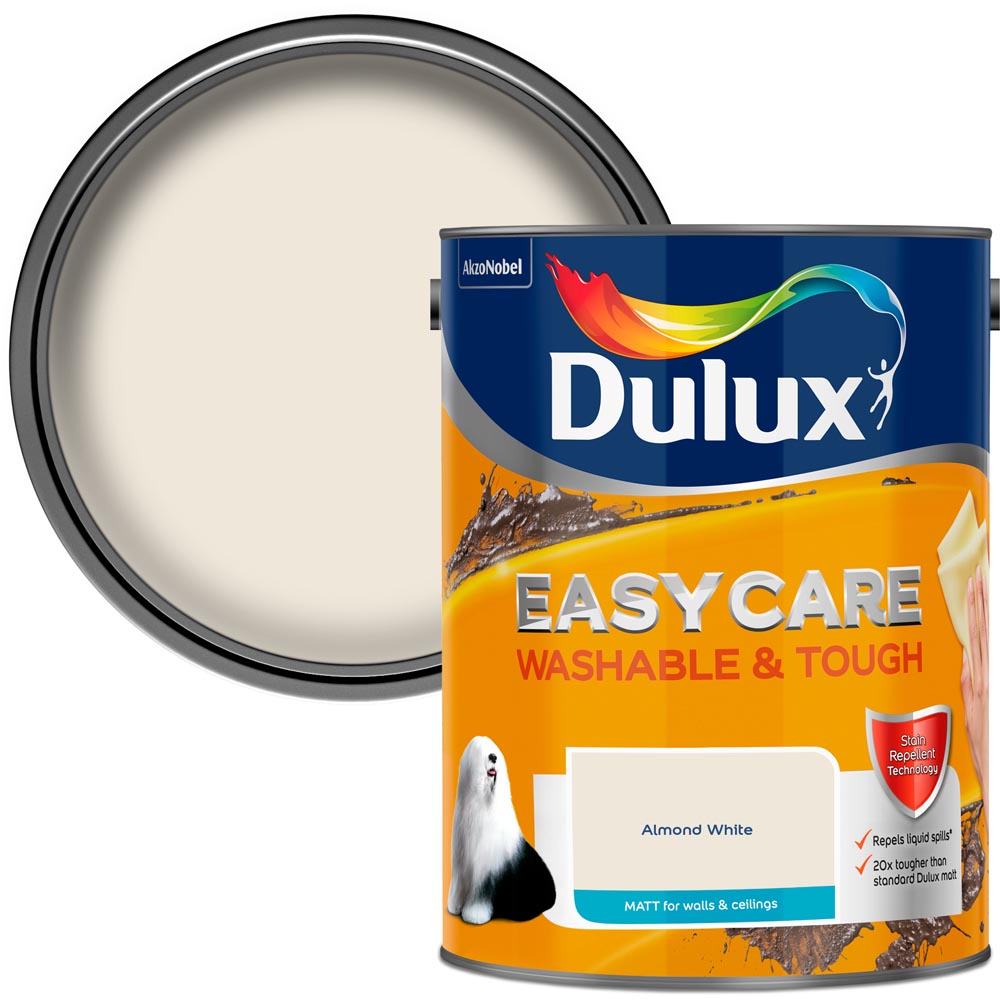 Dulux Easycare Washable & Tough Walls & Ceilings Almond White Matt Emulsion Paint 5L Image 1