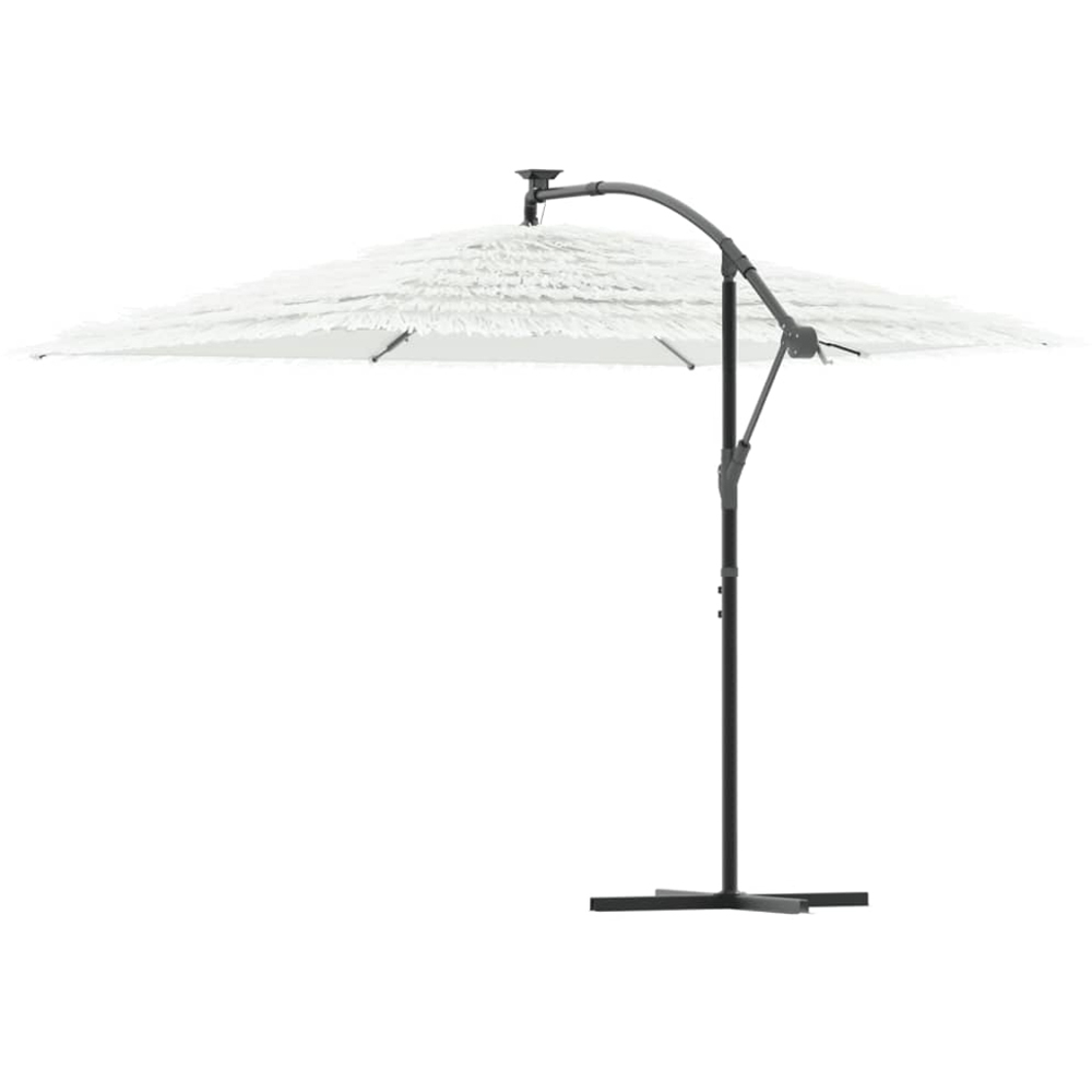 vidaXL White Straw Top Cantilever Parasol with Steel Pole 2.9m Image 4