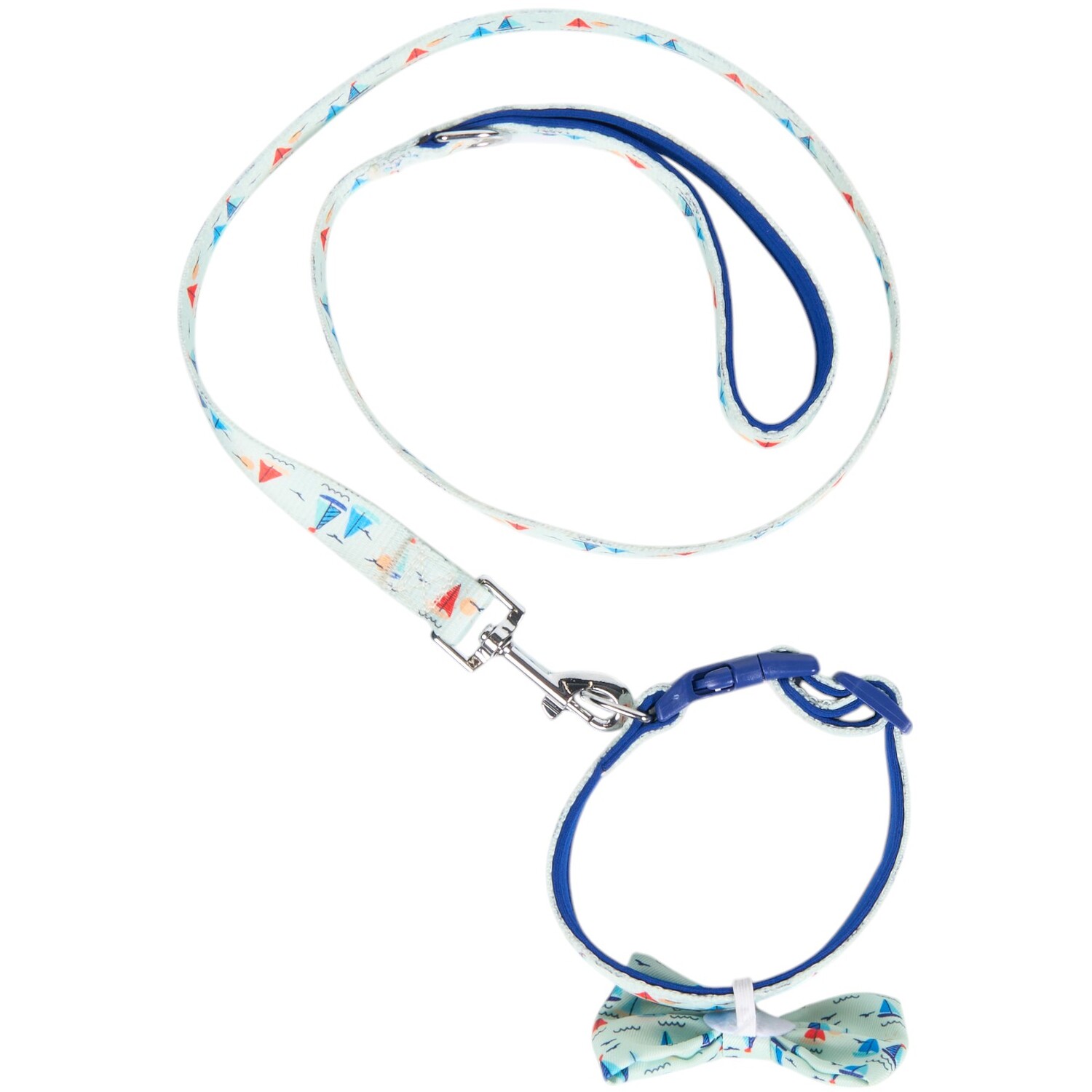 Sail Away Collar Lead and Bow Set Blue Image 3