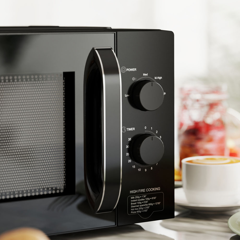 HOMCOM 800-227V70BK Black Solo Manual Microwave Oven 23L Image 3