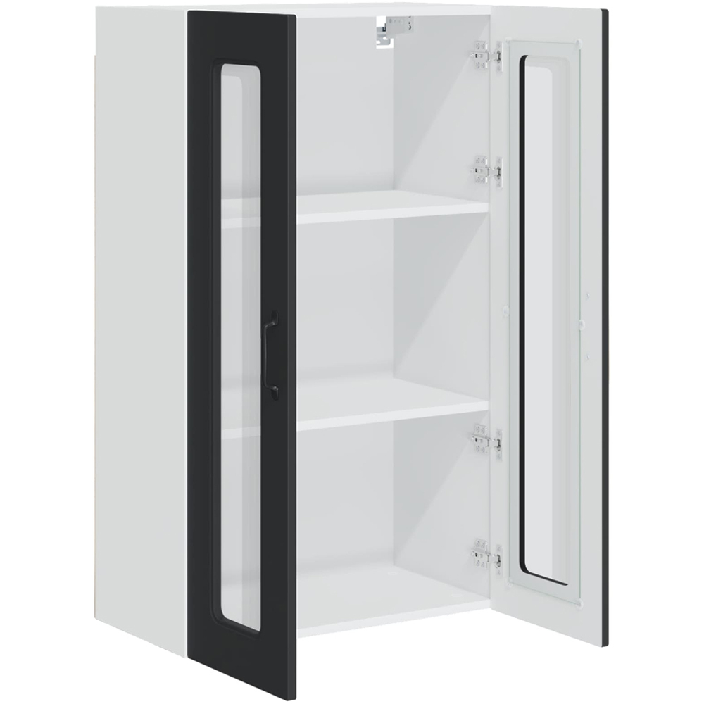vidaXL 2 Glass Door Black Kitchen Wall Cabinet Image 5
