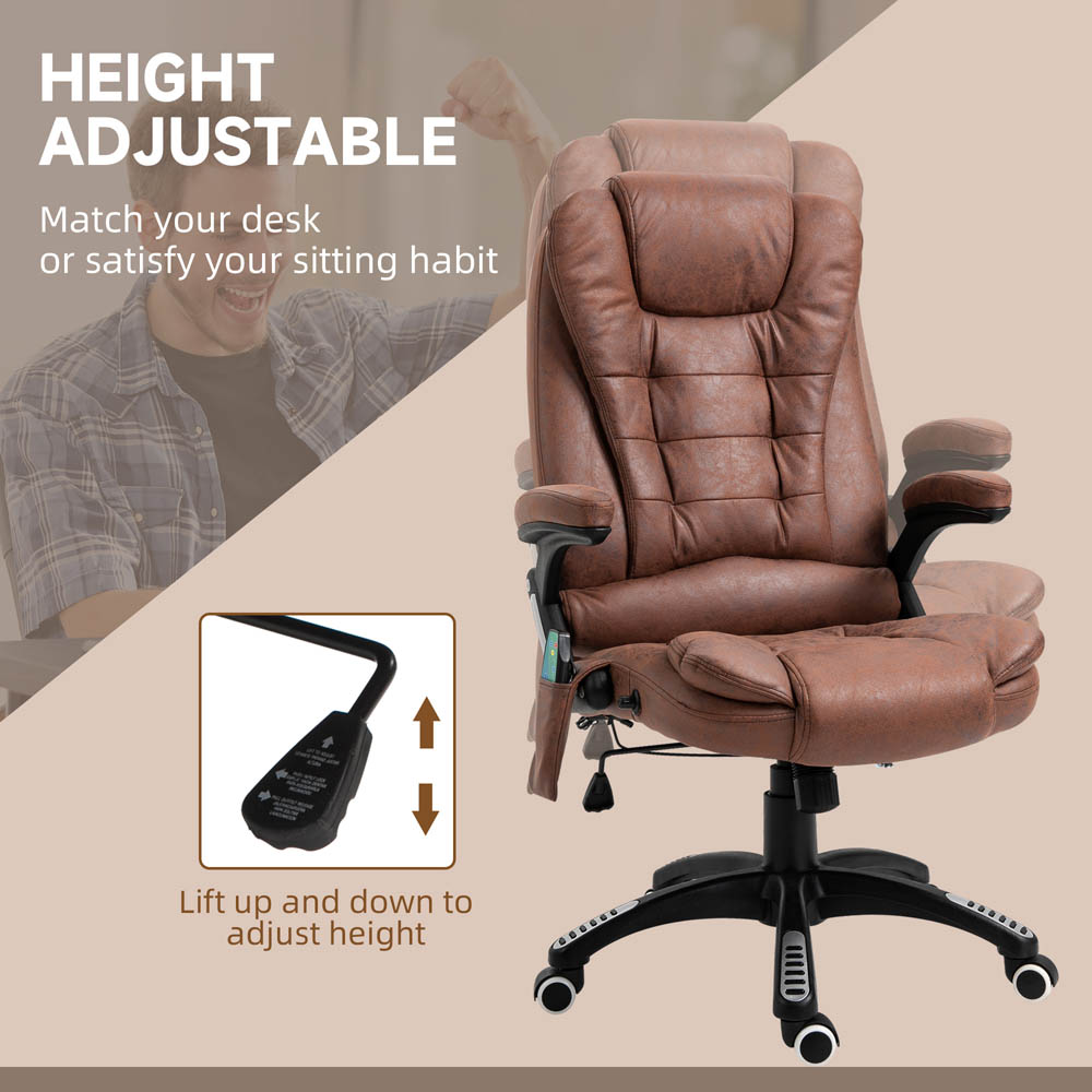 Portland Brown Microfibre Swivel Massage Recliner Office Chair Image 4