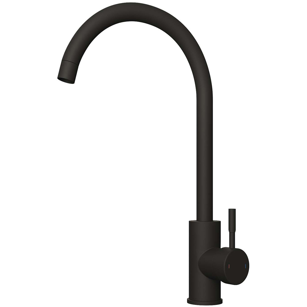 Nes Home Manhattan Matte Black Swivel Kitchen Mixer Tap with Diffuser Image 1