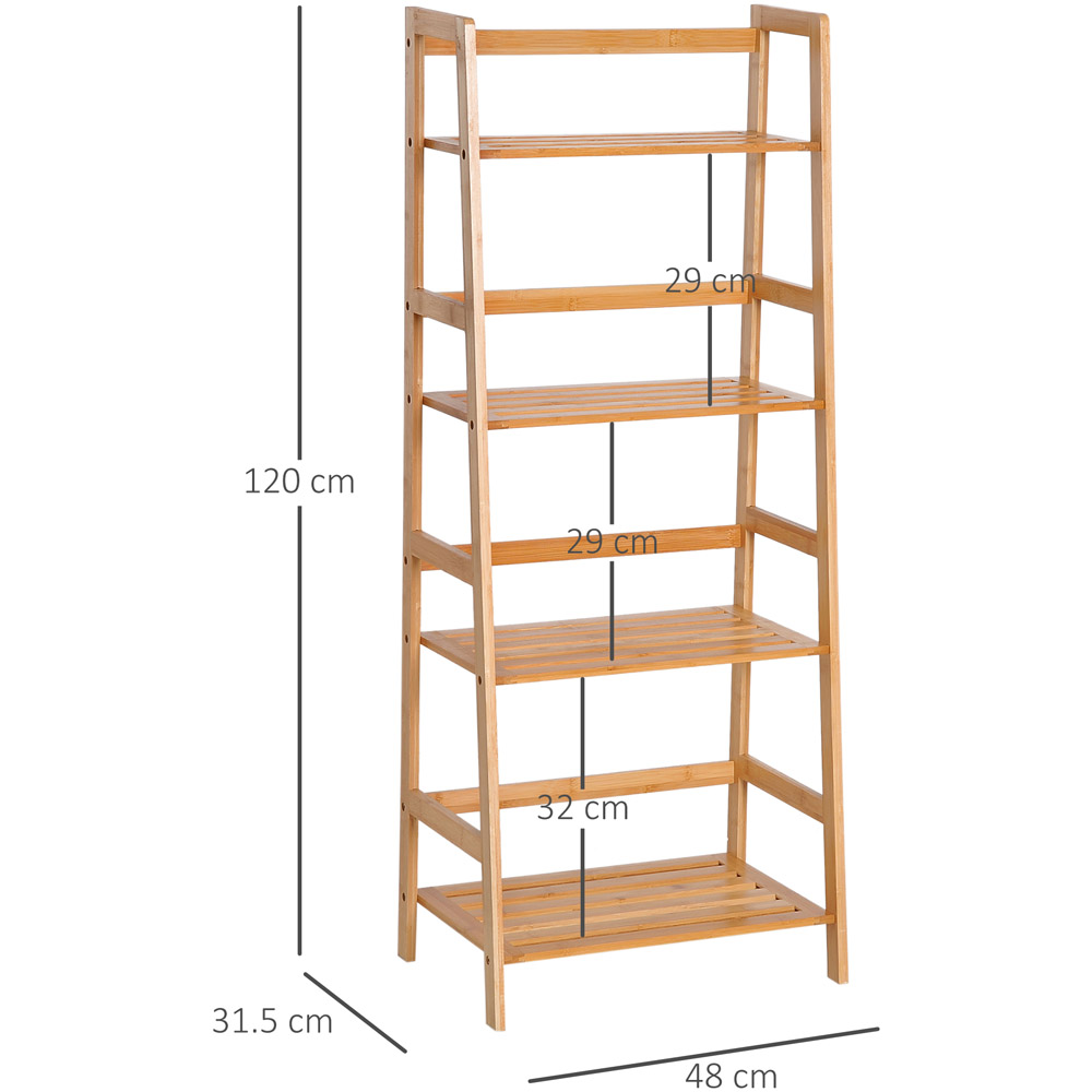 Portland 4 Shelf Bamboo Ladder Freestanding Bookshelf Image 7
