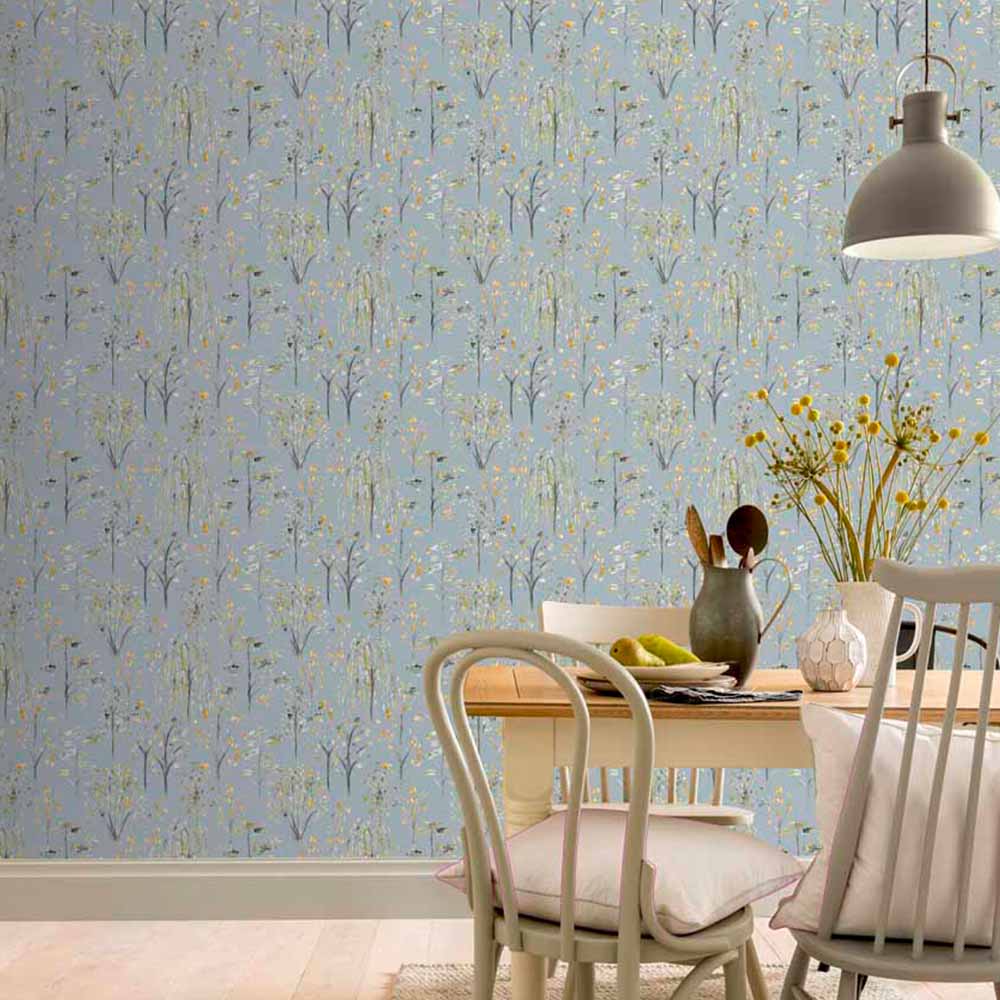 Arthouse Watercolour Tree Grey and Ochre Wallpaper Image 3