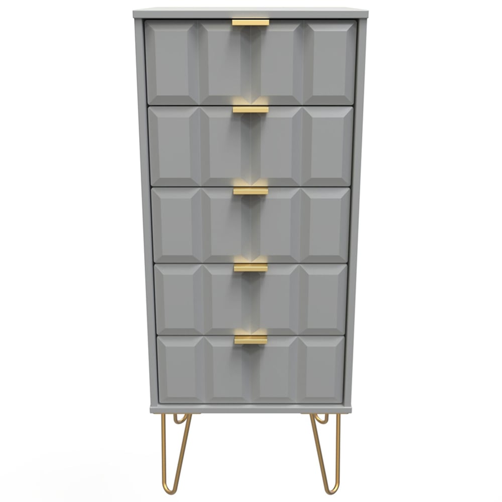 Crowndale Cube 5 Drawer Dusk Grey Chest of Drawers Ready Assembled Image 3
