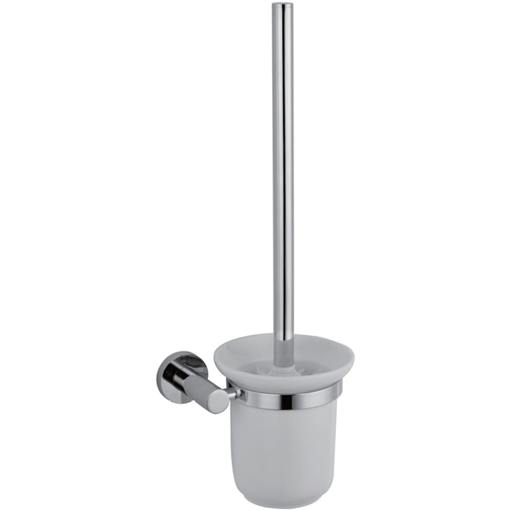 Nes Home Chrome Round Wall Mounted Toilet Brush Holder Image 1