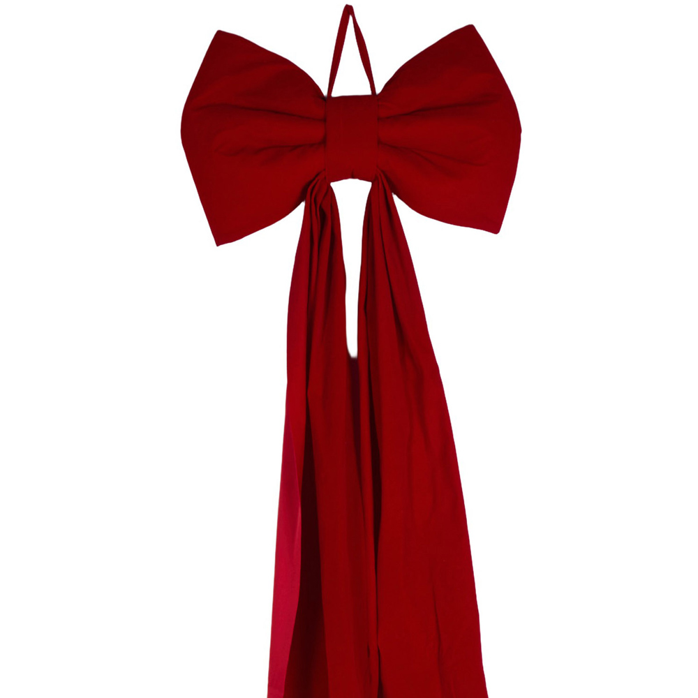 Velvet Tree Topper Bow Red Image 1