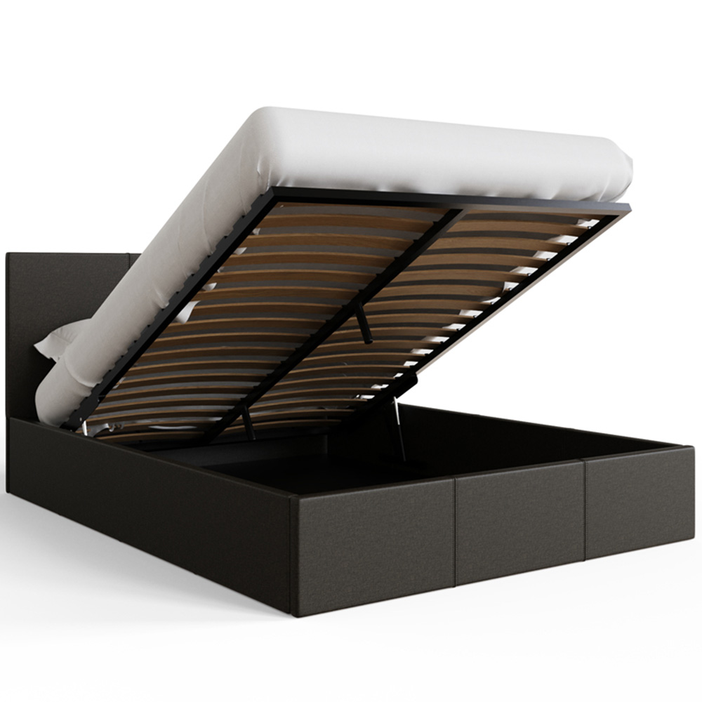GFW Double Grey Hopsack Fabric End Lift Ottoman Bed with Bonnell Mattress Image 4