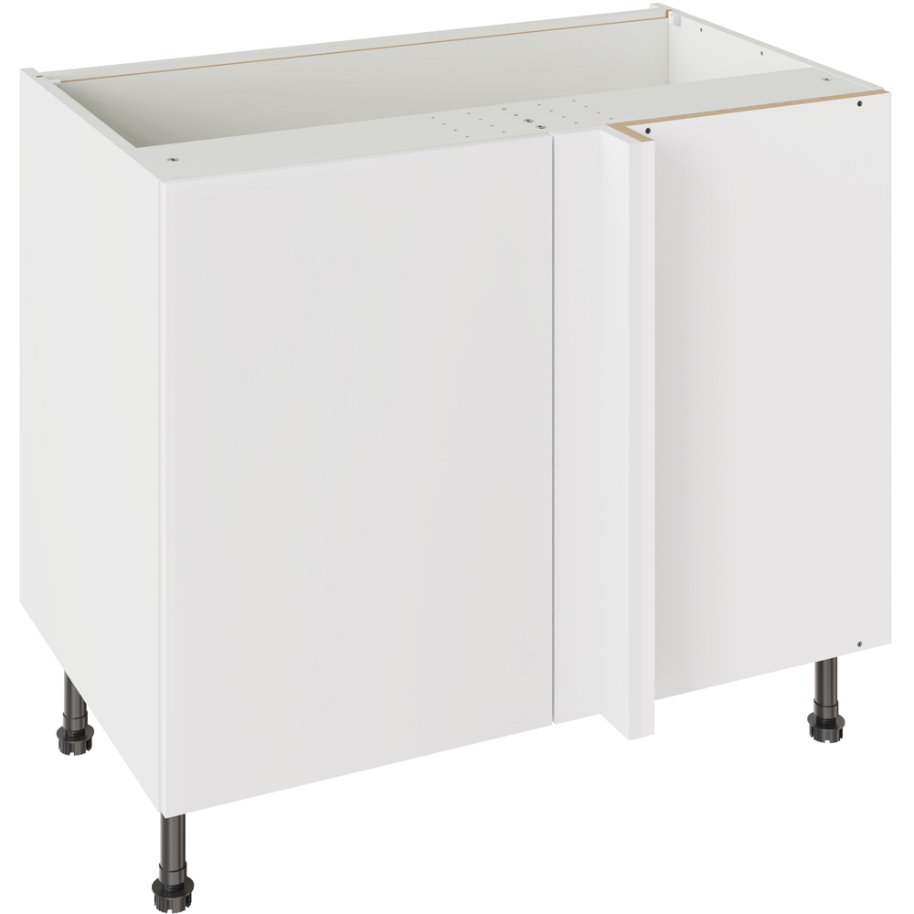 Kitchen Kit Slab Matt White Blind Corner Base Kitchen Cabinet Flatpack 1000mm Image 1