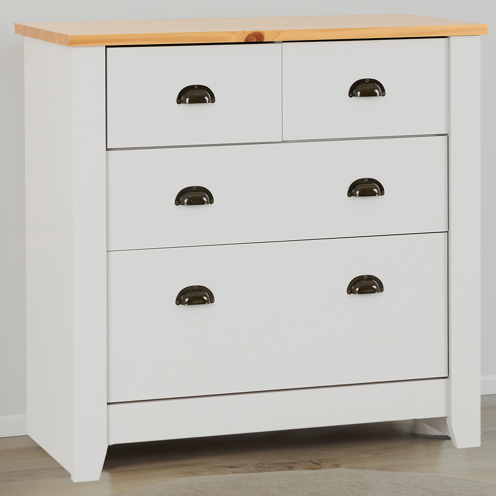 Seconique Ludlow 4 Drawer Grey and Oak Effect Chest Image 1