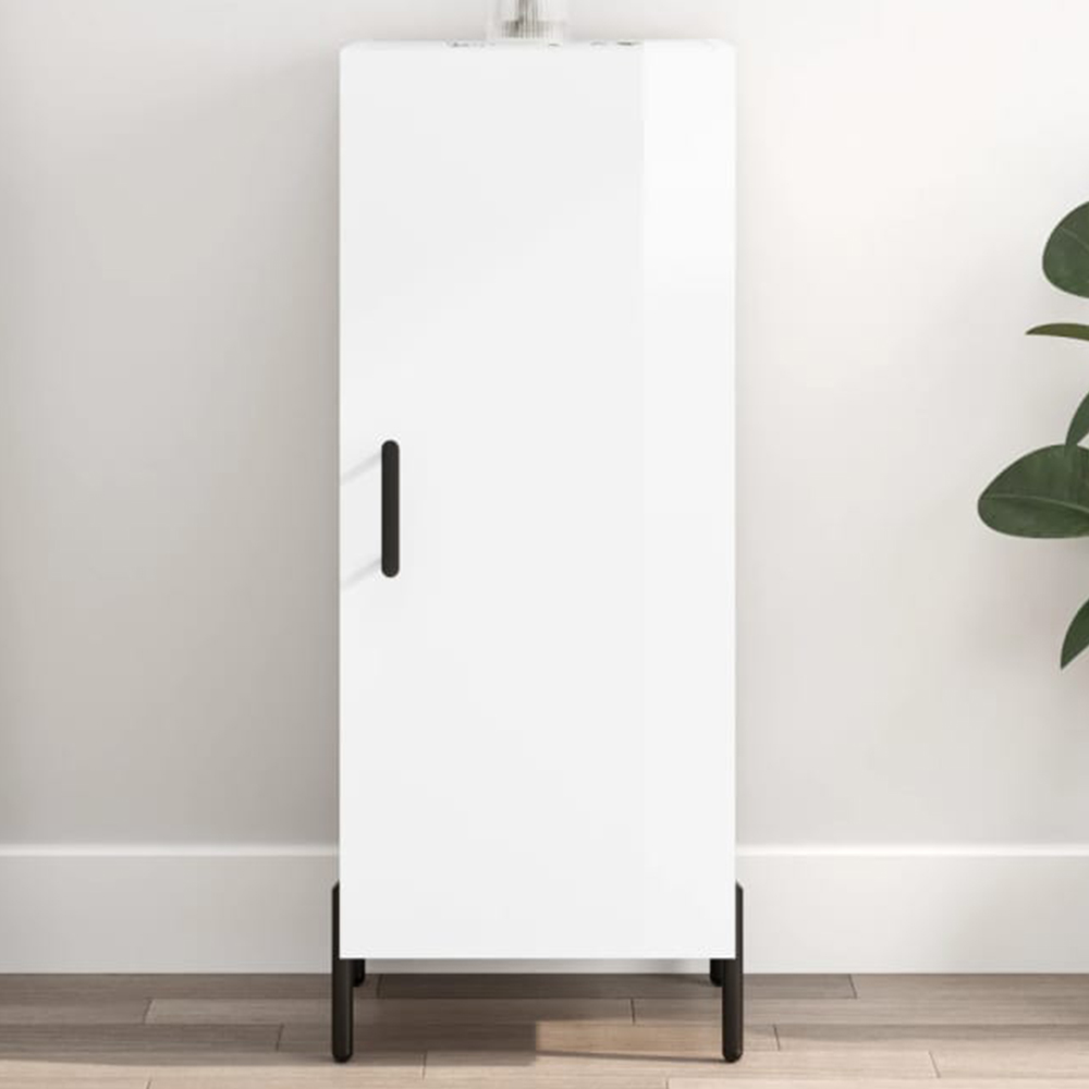 vidaXL Single Door High Gloss White Sideboard Image 1