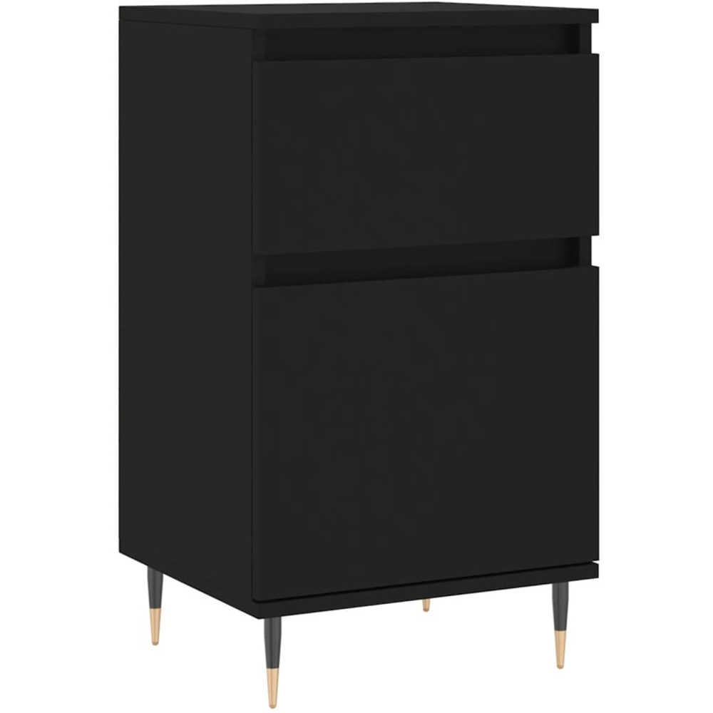 vidaXL Single Door Single Drawer Black Wooden Sideboard Set of 2 Image 2