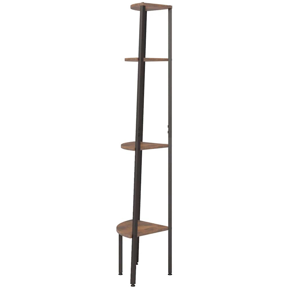 vidaXL 4 Shelf Dark Brown and Black Corner Bookcase Image 4
