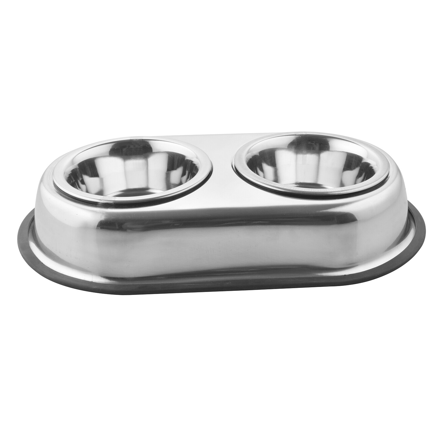 Non-slip Stainless Steel Twin Pet Bowls    - 13cm Image