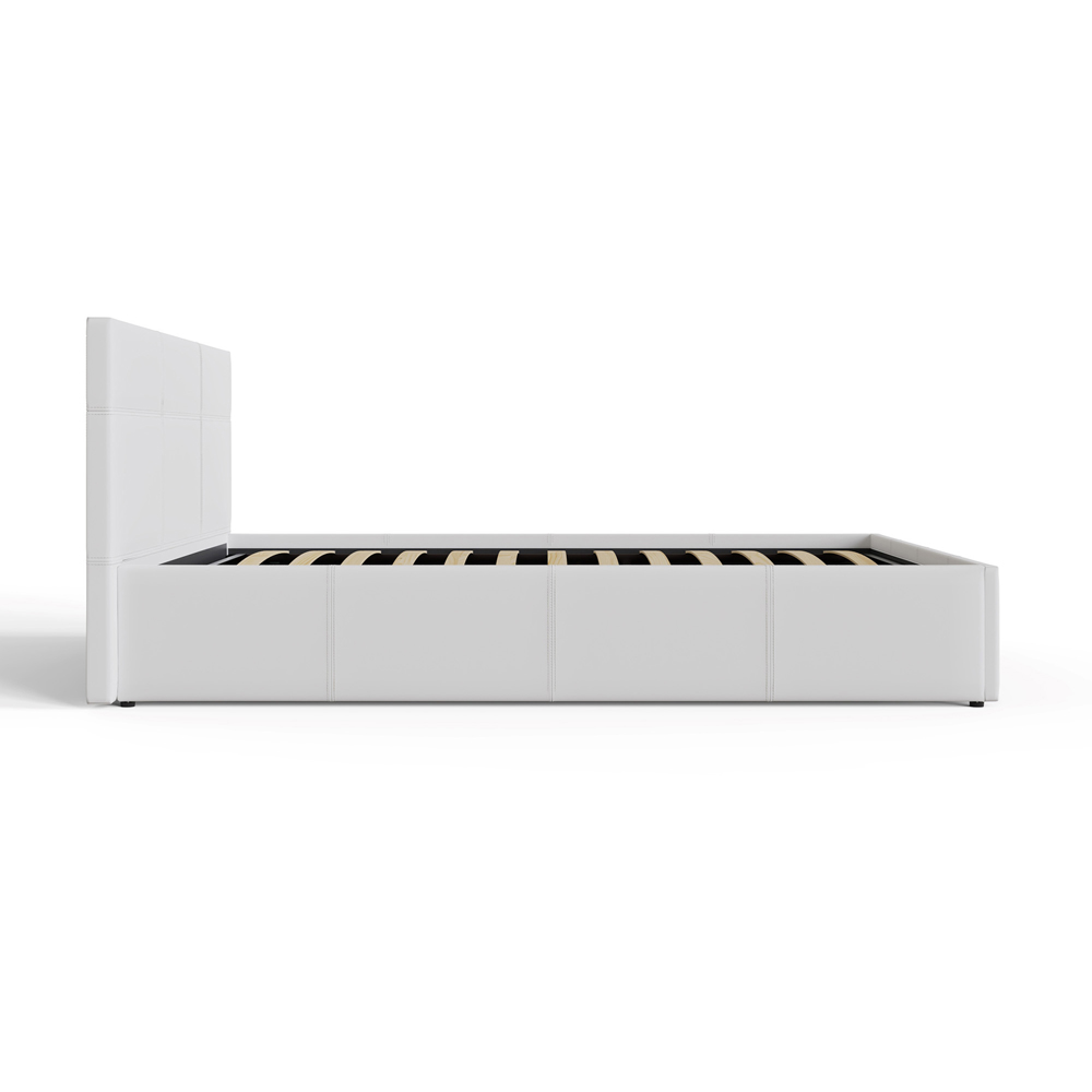 GFW Small Double White Faux Leather End Lift Ottoman Bed with Bonnell Mattress Image 5