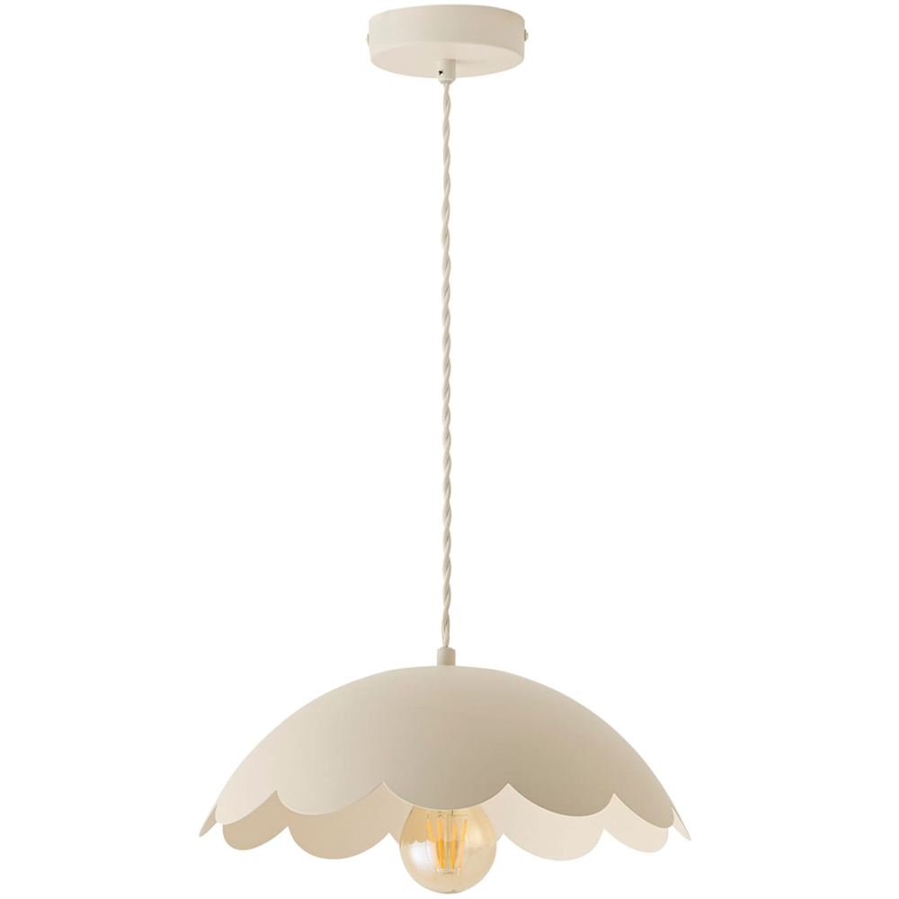 ValueLights Millie Cream Scallop Pendant Ceiling Light and Bulb Image 1