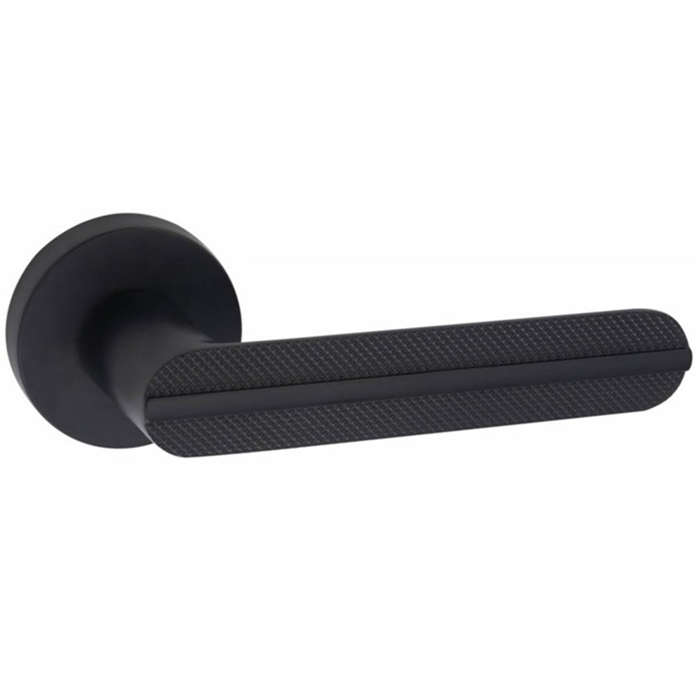 Golden Grace Matt Black Modern Lima Door Handle Set Image 3