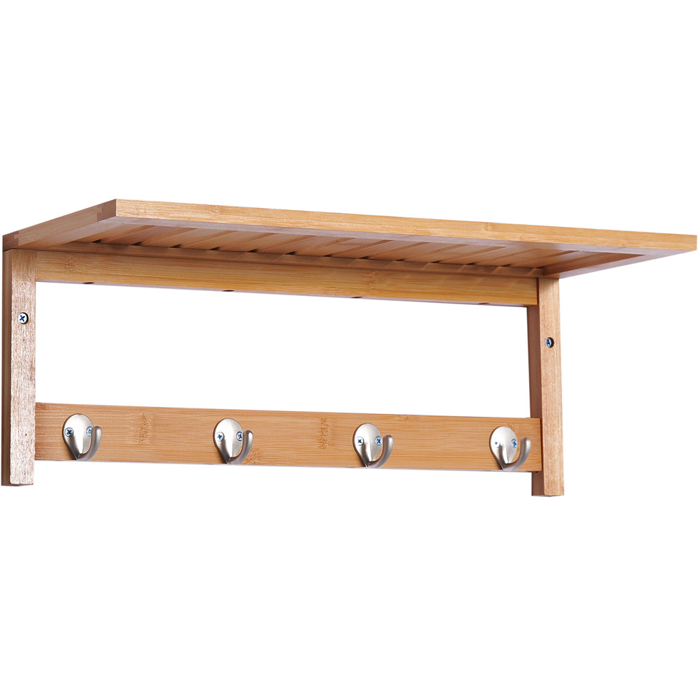 Portland 50cm Floating Storage Shelf with 4 Hooks Image 1