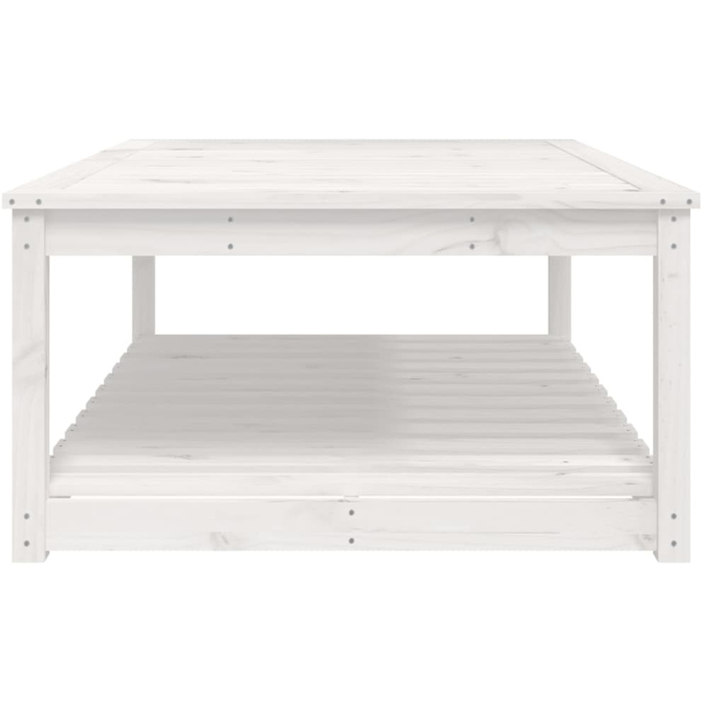 vidaXL Single Shelf White Solid Pine Wood Slatted Garden Table 121 x 82.5cm Image 4