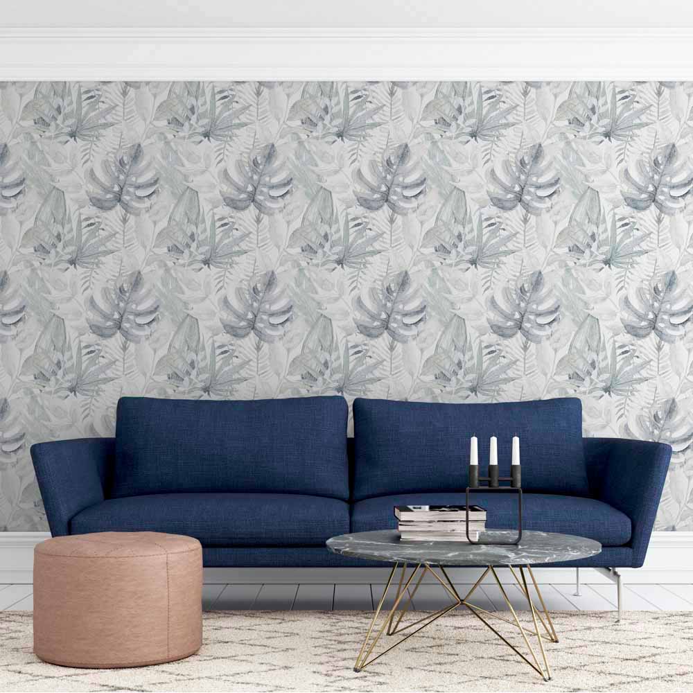 Arthouse Chalky Tropical Soft Navy Wallpaper Image 3