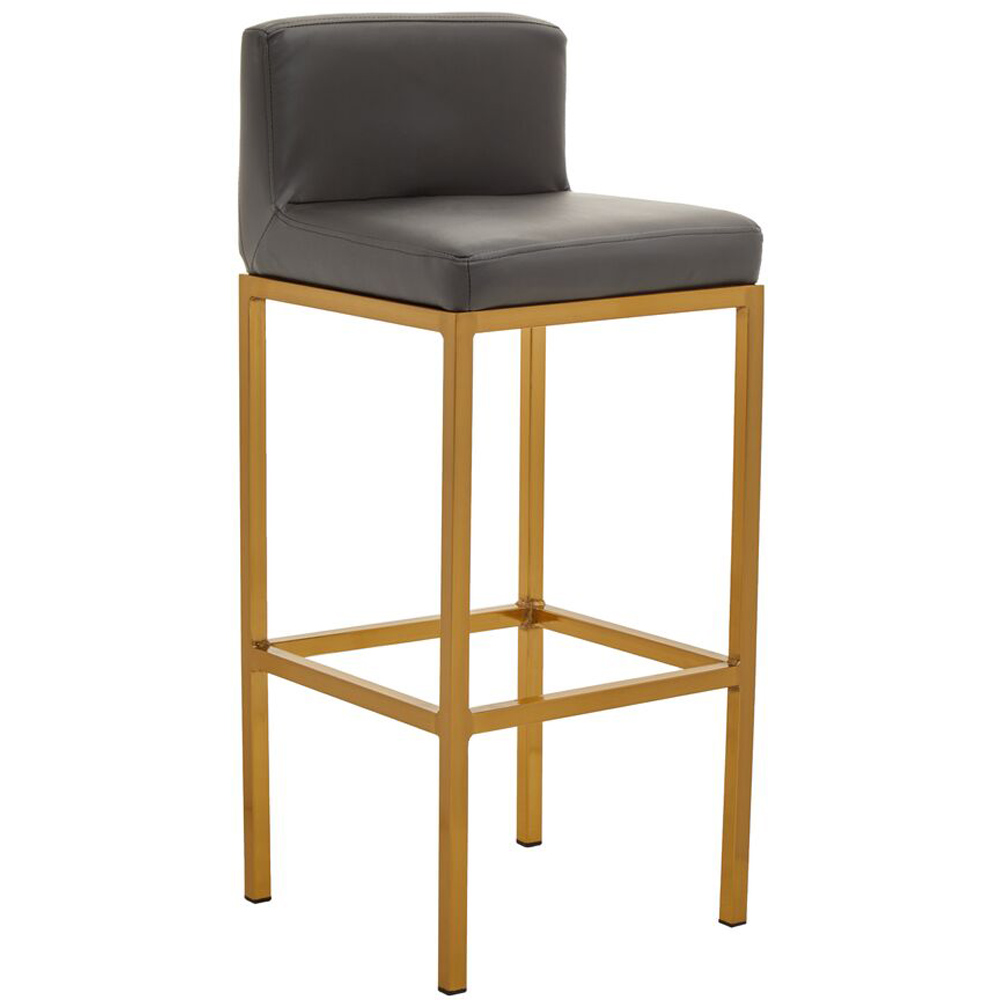 Premier Housewares Baina Dark Grey and Gold Finish Bar Chair with Padded Seat Image 2