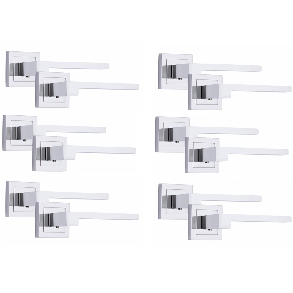 Golden Grace Polished Chrome Zeta Door Handle Set 6 Pack Image 1