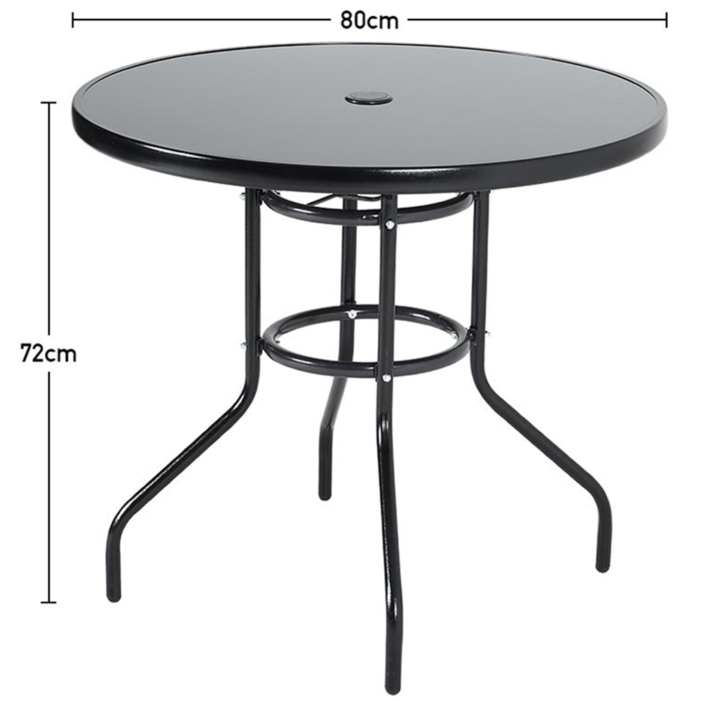 Living and Home Foldable 2 Seater Black Tempered Glass Bistro Set Image 9
