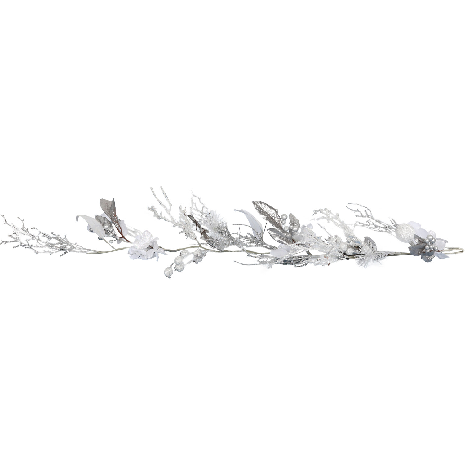 Frosted White and Silver Christmas Garland Image