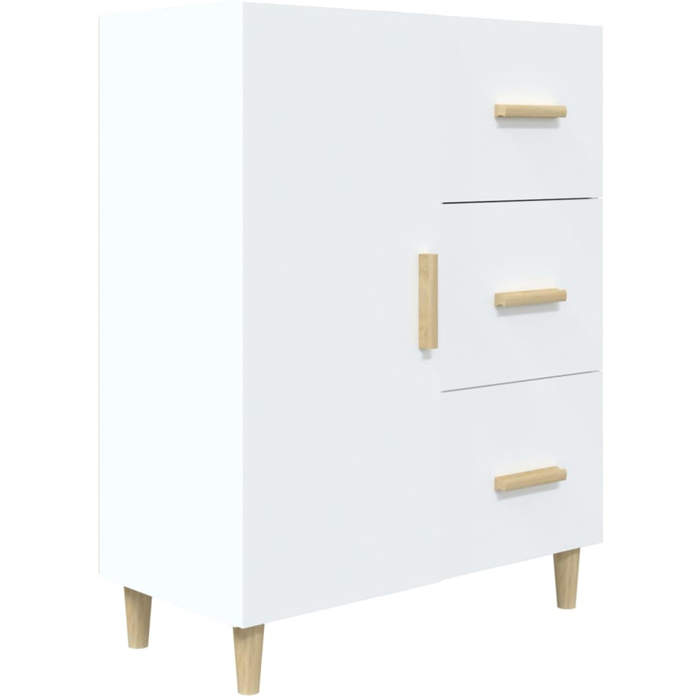 vidaXL Single Door 3 Drawer White Sideboard Image 2