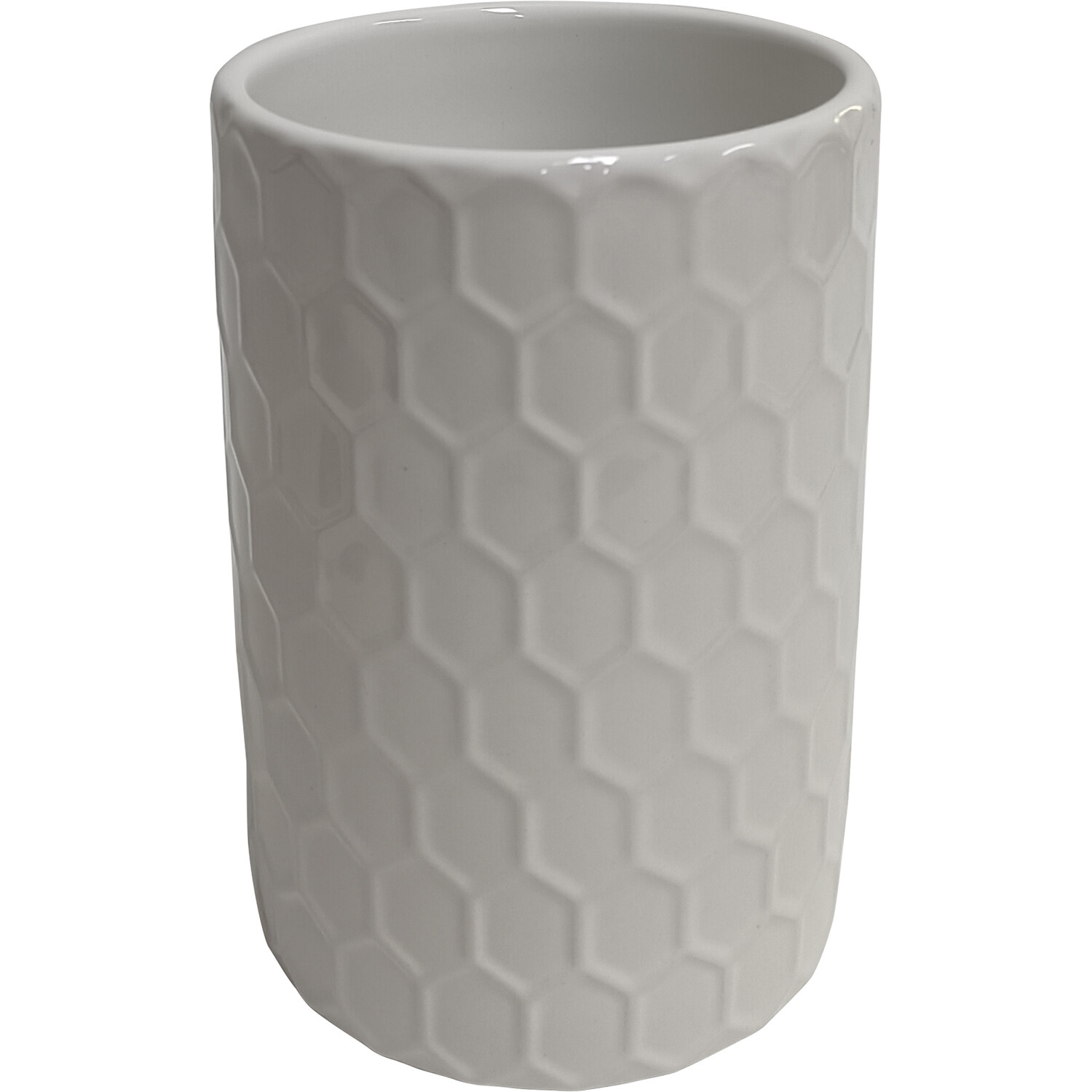 Honeycomb Canister with Wood Lid - White Image 2